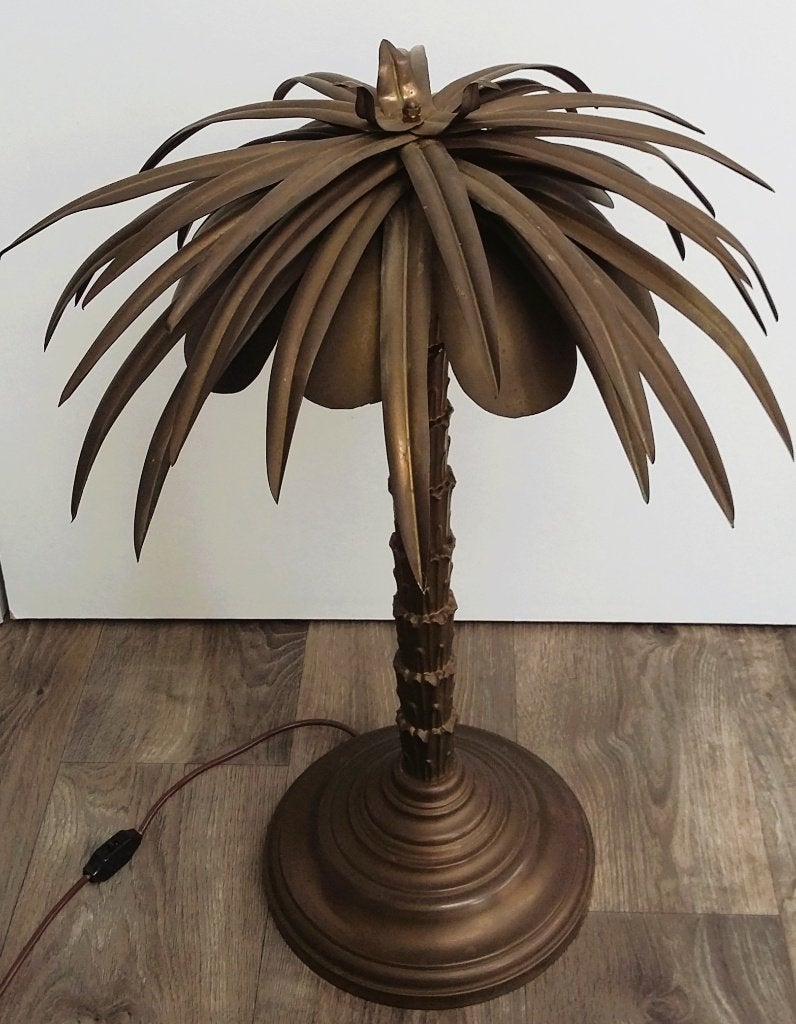 Omstreeks 1960 Grote messing Palmlamp Maison Charles PARIJS, Ophalen, Nvt., Gebruikt, Hollywood Stijl
