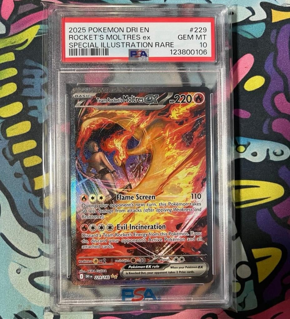 Gezocht: PSA 10  team Rocket's Moltres, Ophalen, Nieuw, Losse kaart