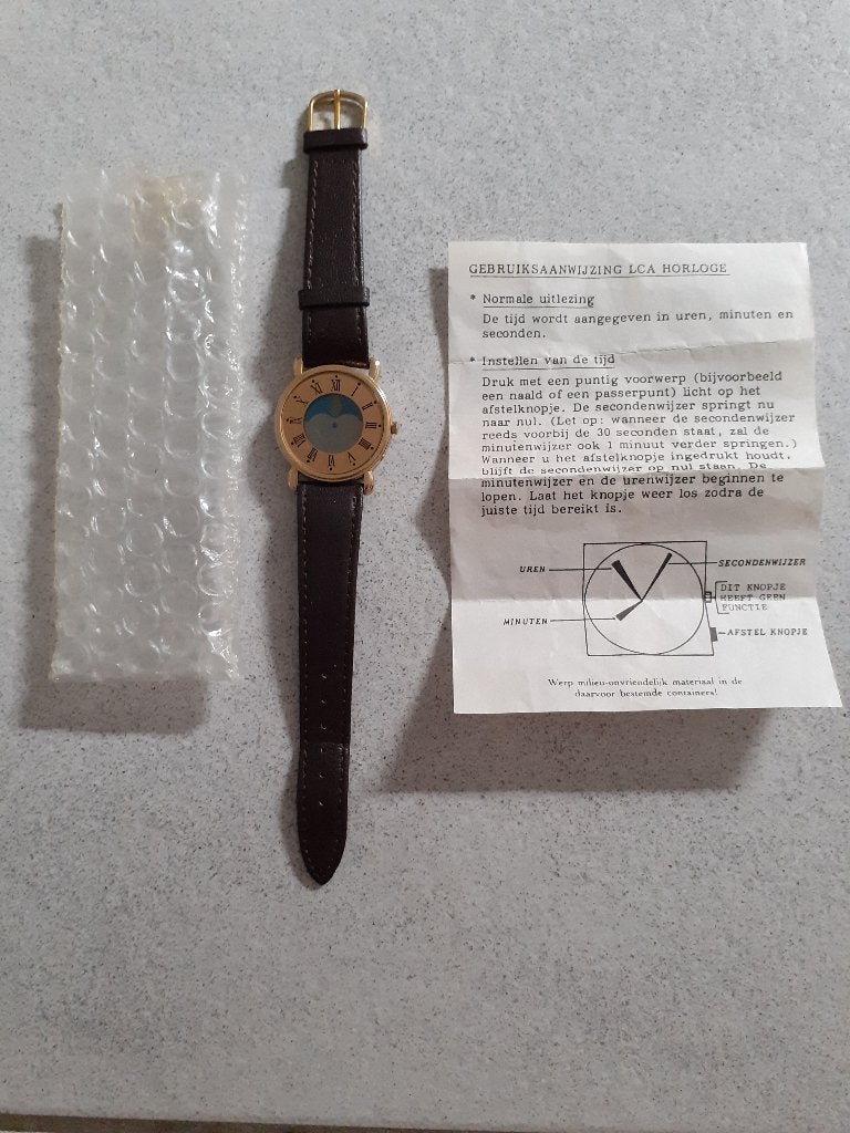 LCA horloge, bruine gladde band, Overige merken, Overige materialen, Polshorloge, Ophalen of Verzenden