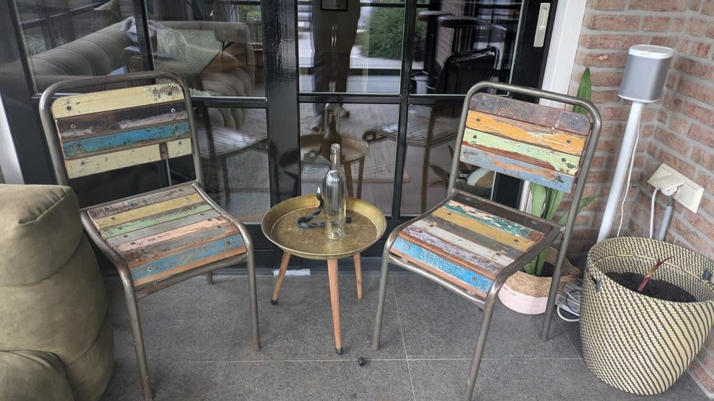 Scrapwood stoelen (2 stuks), Ophalen, Twee, Bruin, Zo goed als nieuw
