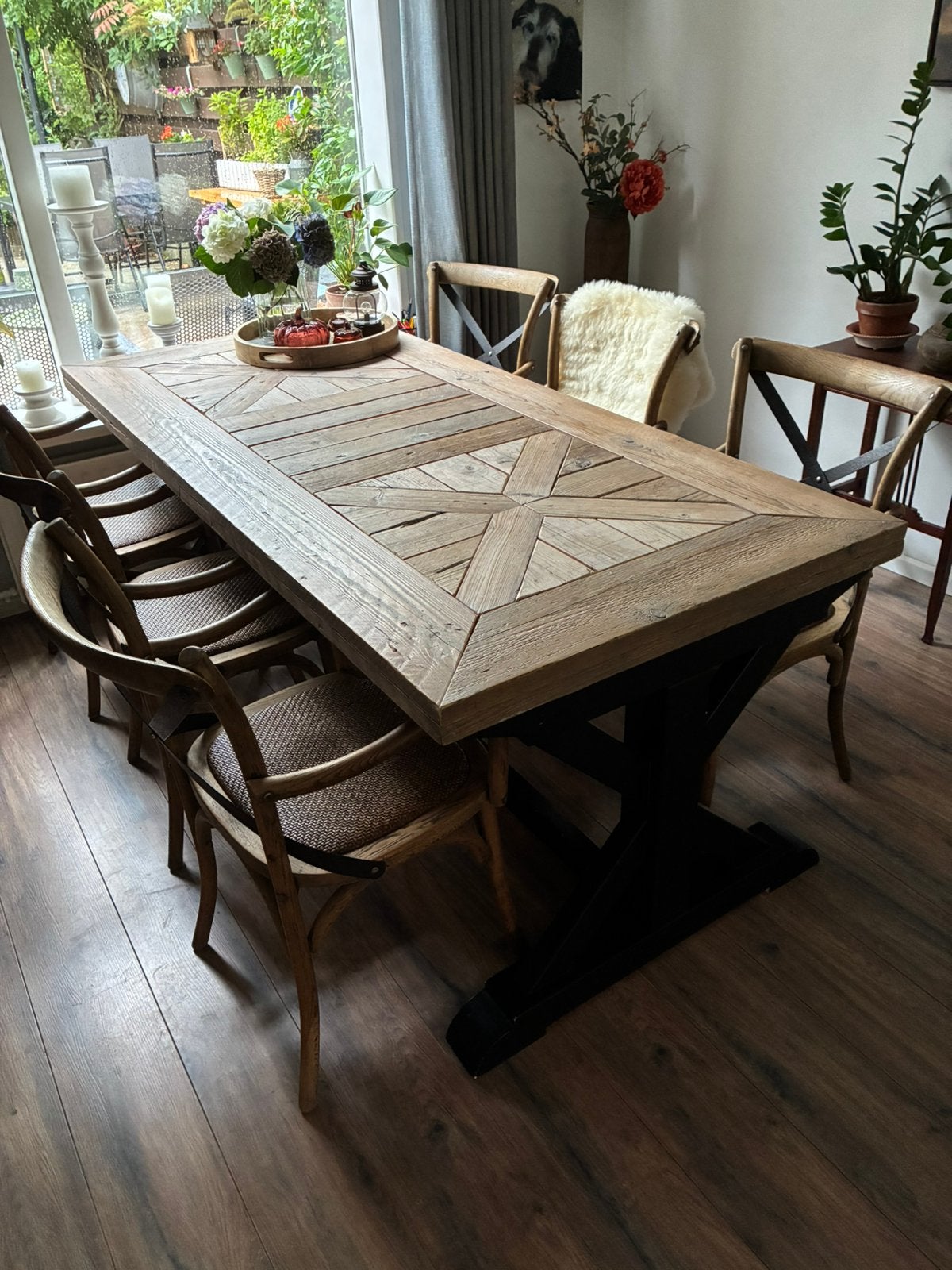 Bijzondere eettafel 200 x 90 cm, Huis en Inrichting, Tafels | Eettafels, Ophalen, Gebruikt, 50 tot 100 cm, Vijf personen of meer