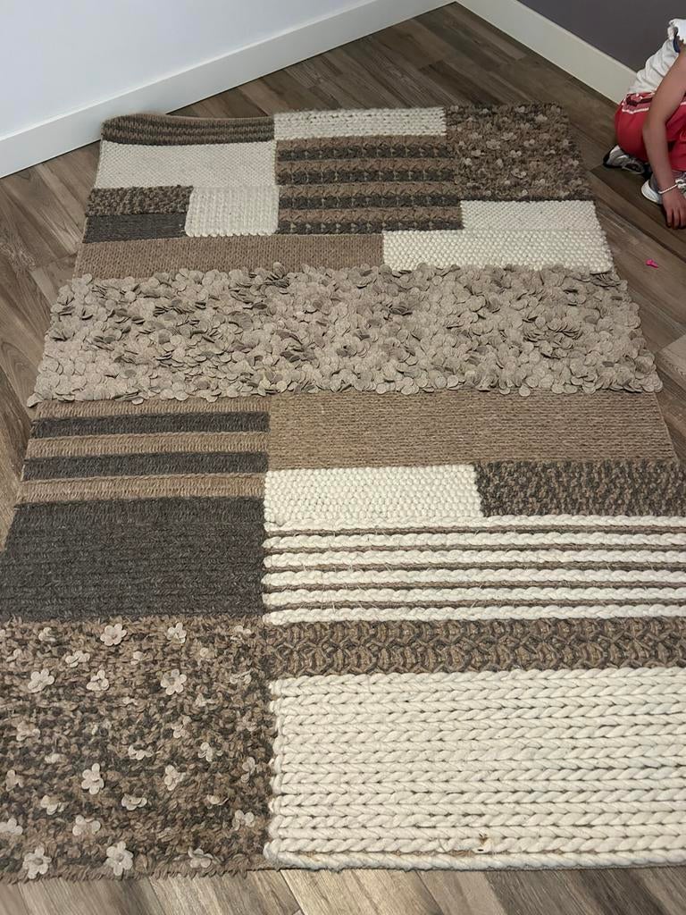 Vloerkleed wol creme/taupe 230x160, Huis en Inrichting, Stoffering | Tapijten en Kleden, Ophalen, 150 tot 200 cm, 200 cm of meer