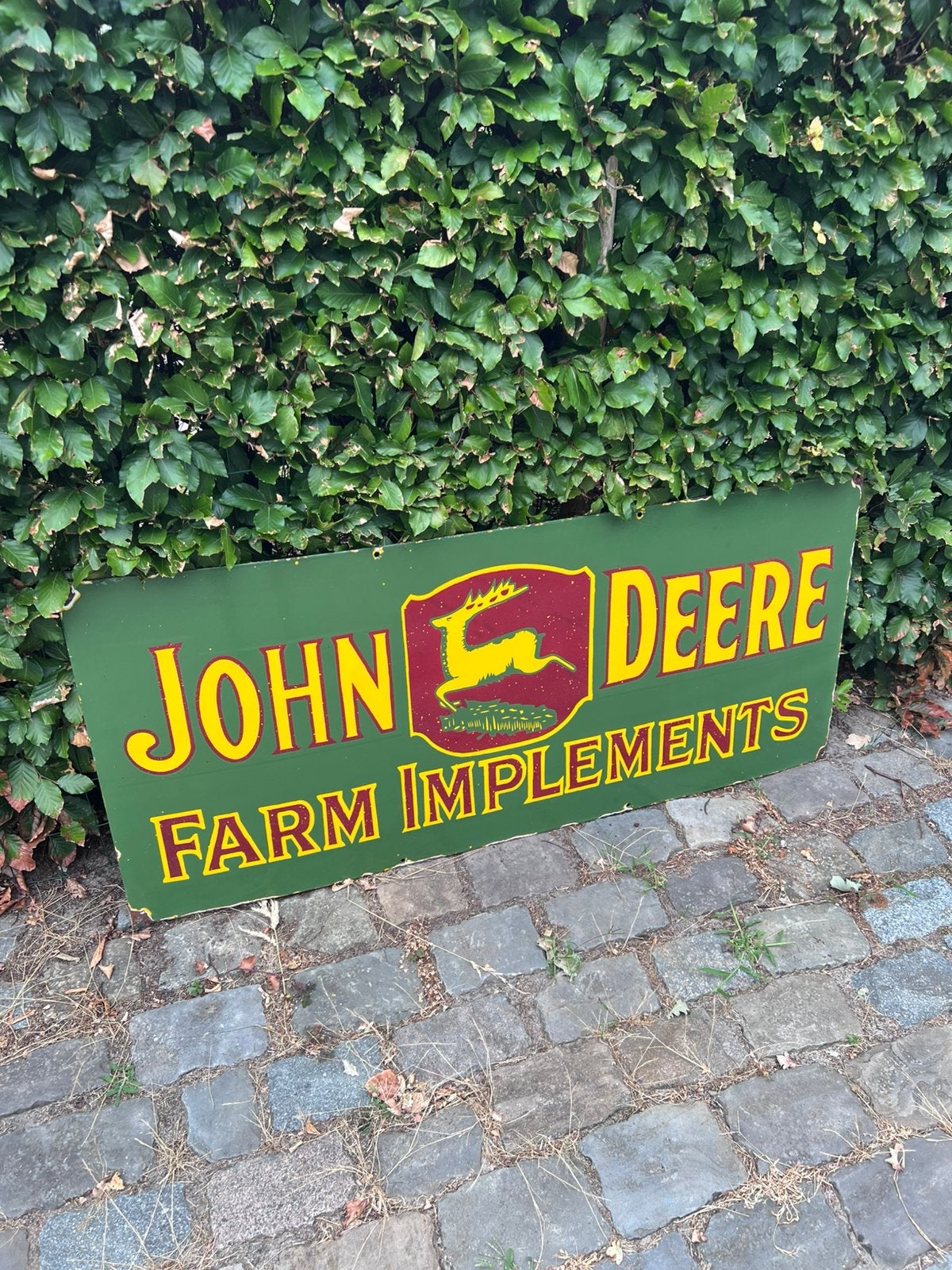 Johndeere 100 jaar dubbelzijdig reclamebord  emaille, Ophalen, Gebruikt, Reclamebord