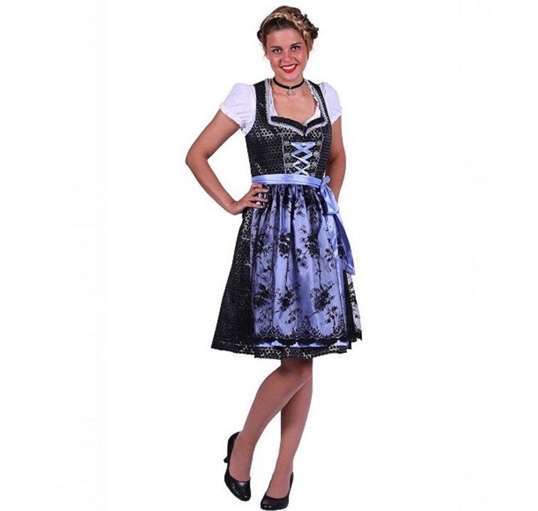 Dirndl JULIA Zilver -Zwart maat 42., Kleding | Dames, Ophalen, Thetru, Maat 42/44 (L), Kleding