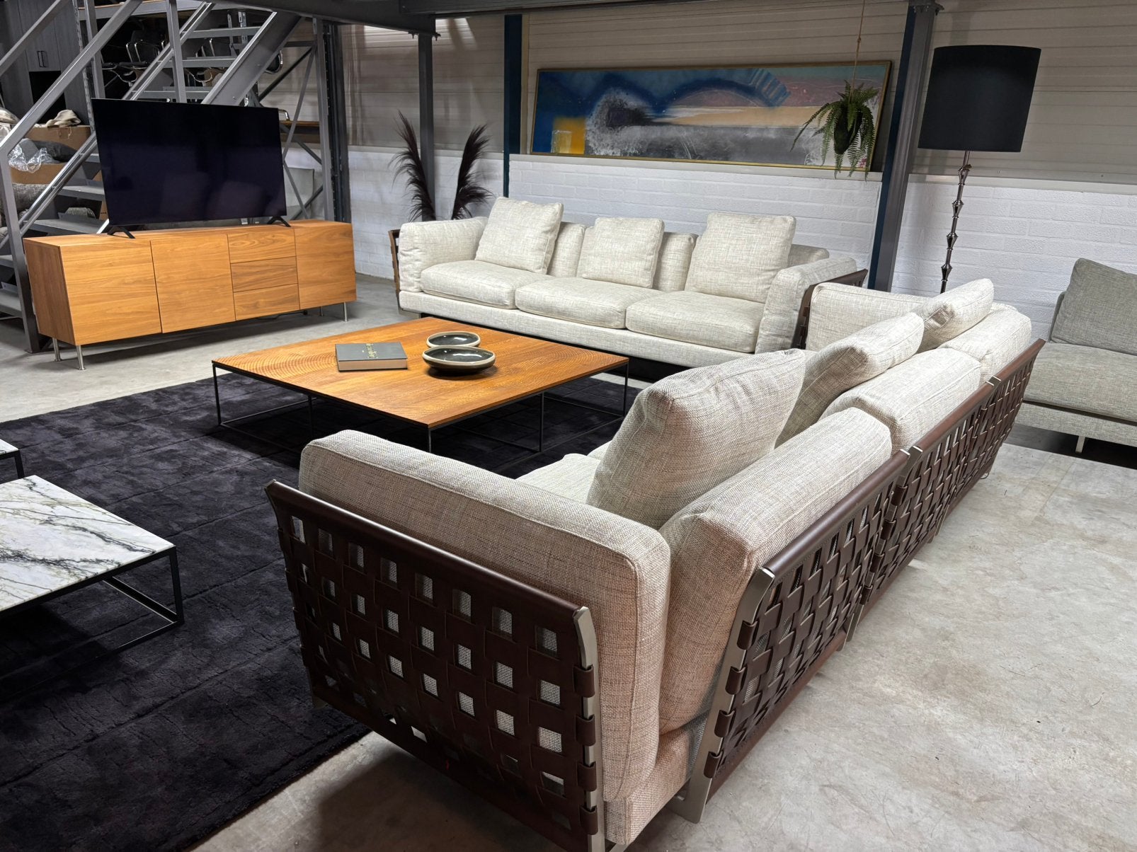 Flexform Cestone Banken hoekbank 97x315cm LP 2026 € 22.000,-, Info@micheldethouars.nl, Flexform, 125 cm of meer, Ophalen of Verzenden
