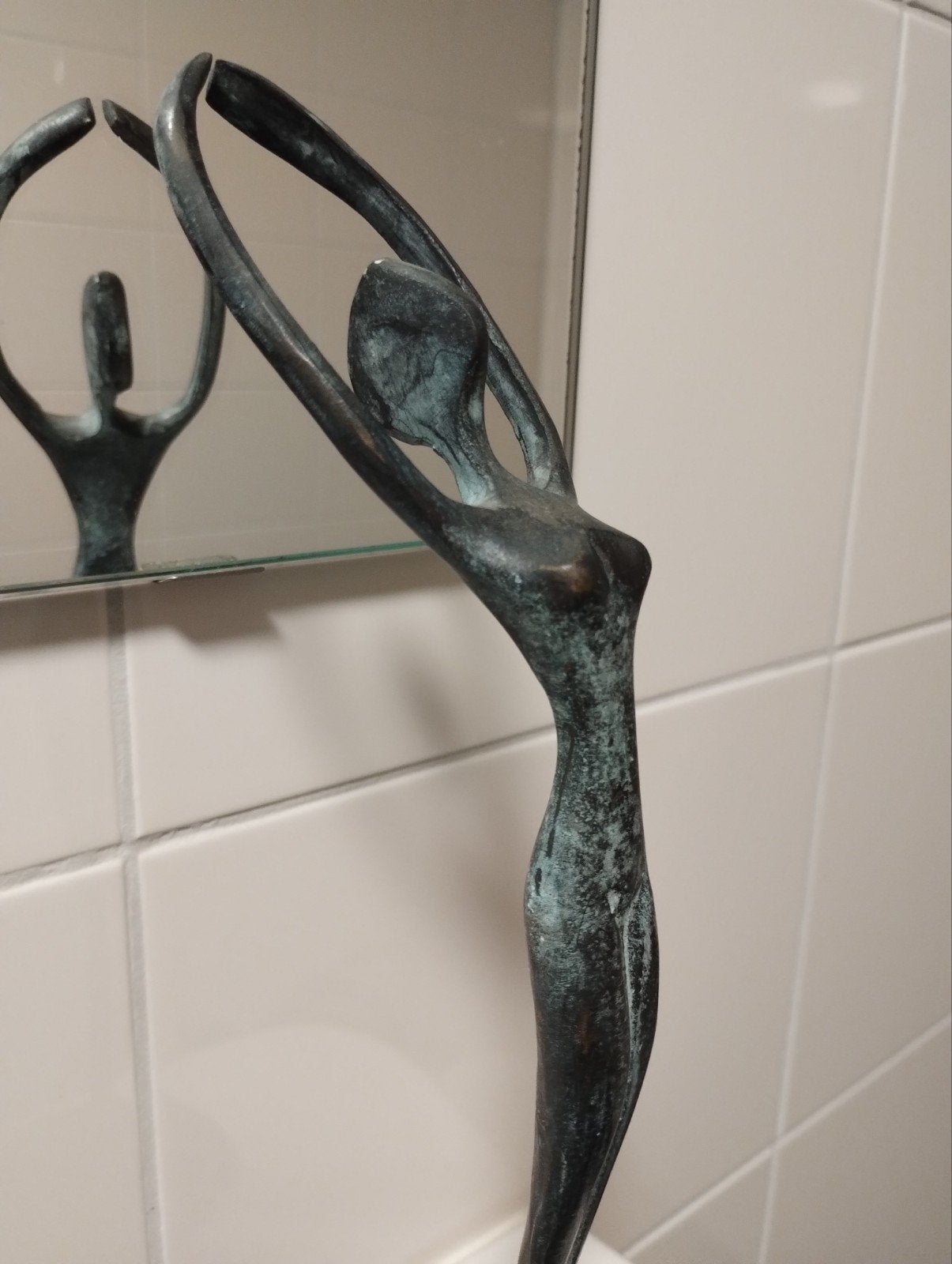 Bronze ballerina in vijfde positie "en haute", Ophalen of Verzenden