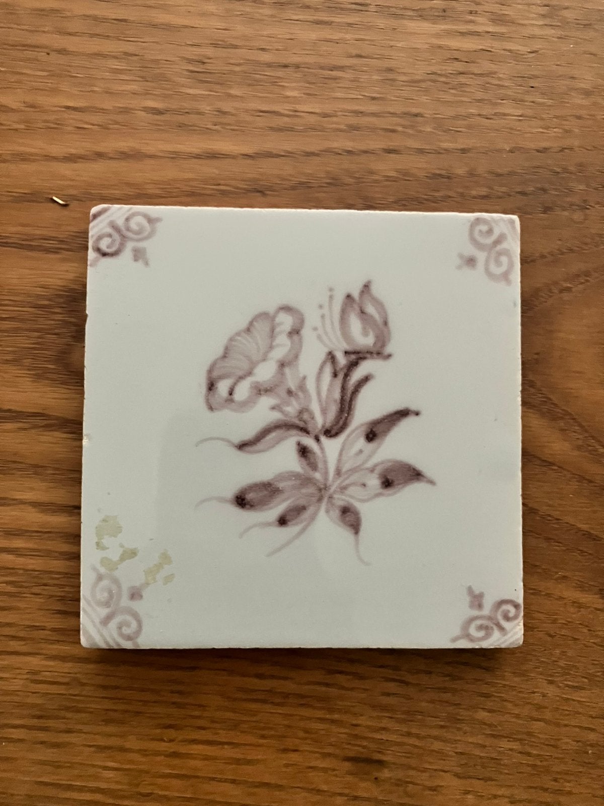Vintage bloementegeltje 10x10 cm, handbeschilderd decor, Ophalen
