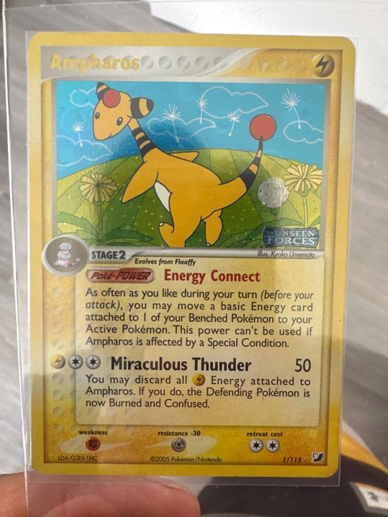 Ampharos 1/144 Pokémon kaart - Unseen Forces 1/115 (Foil), Ophalen of Verzenden, Zo goed als nieuw, Losse kaart, Foil