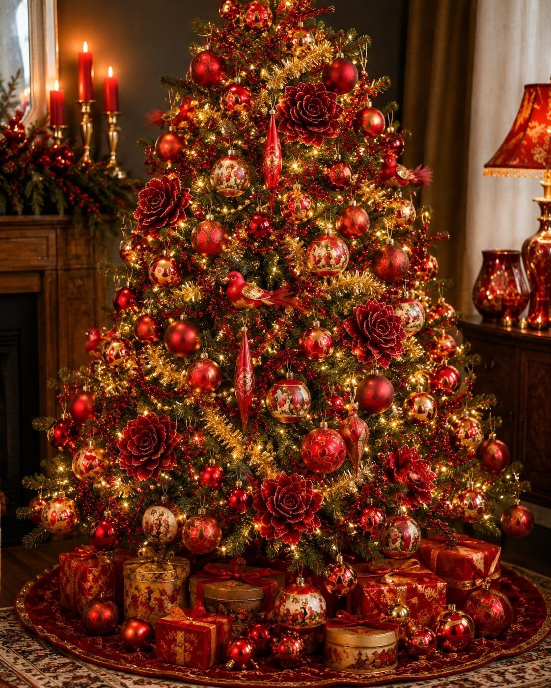 Groot pakket kerstdecoratie -echt glas-rood/goud nostalgisch, Diversen, Ophalen, Zo goed als nieuw