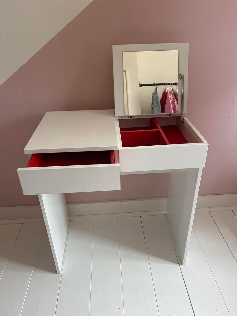 IKEA Kaptafel/Make-up tafel met spiegel en lade, Ophalen, Gebruikt, 50 tot 100 cm, Minder dan 100 cm