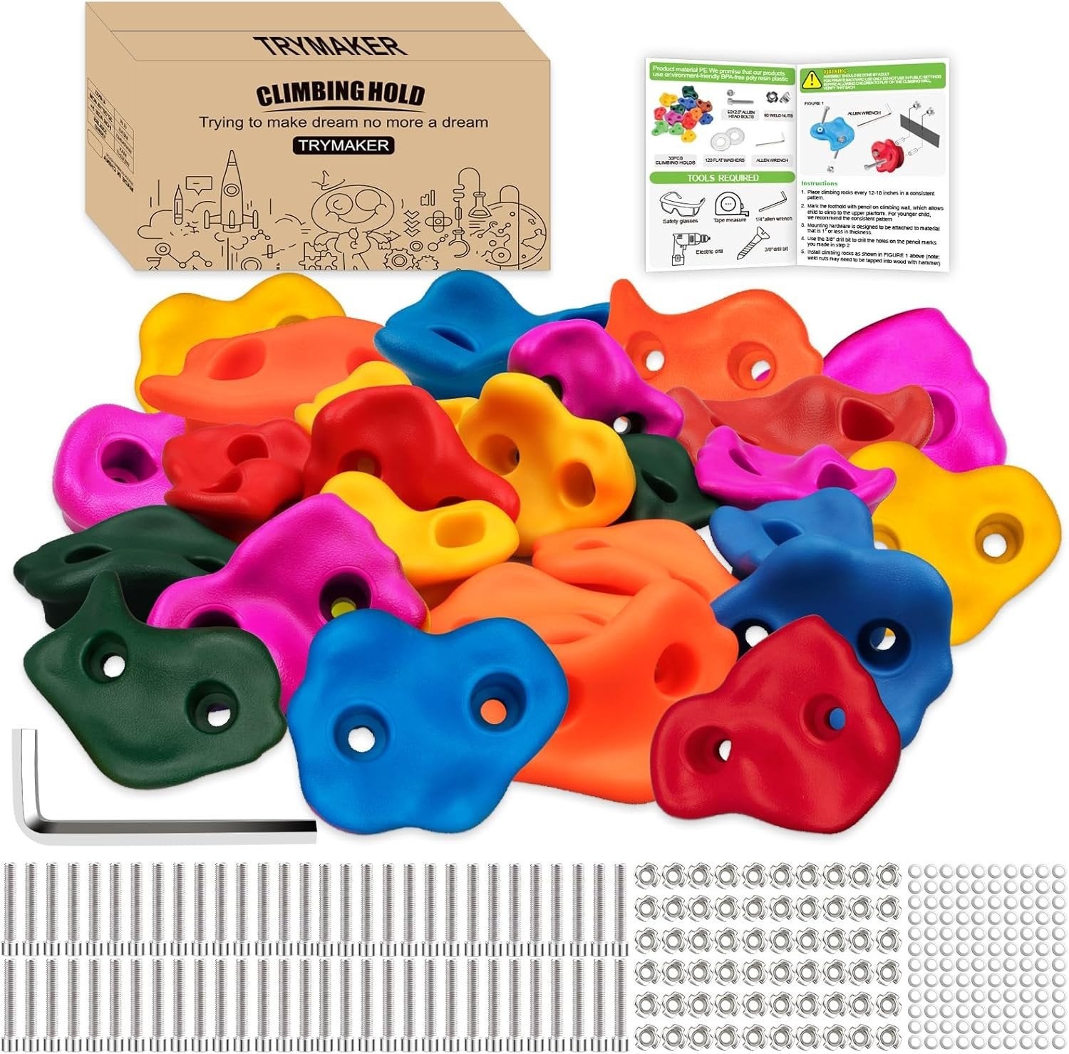 Klimwand Grepen Set - Diverse Kleuren en Maten 30 stuks, Ophalen of Verzenden, Nieuw, Overige typen, Aanbouwonderdeel