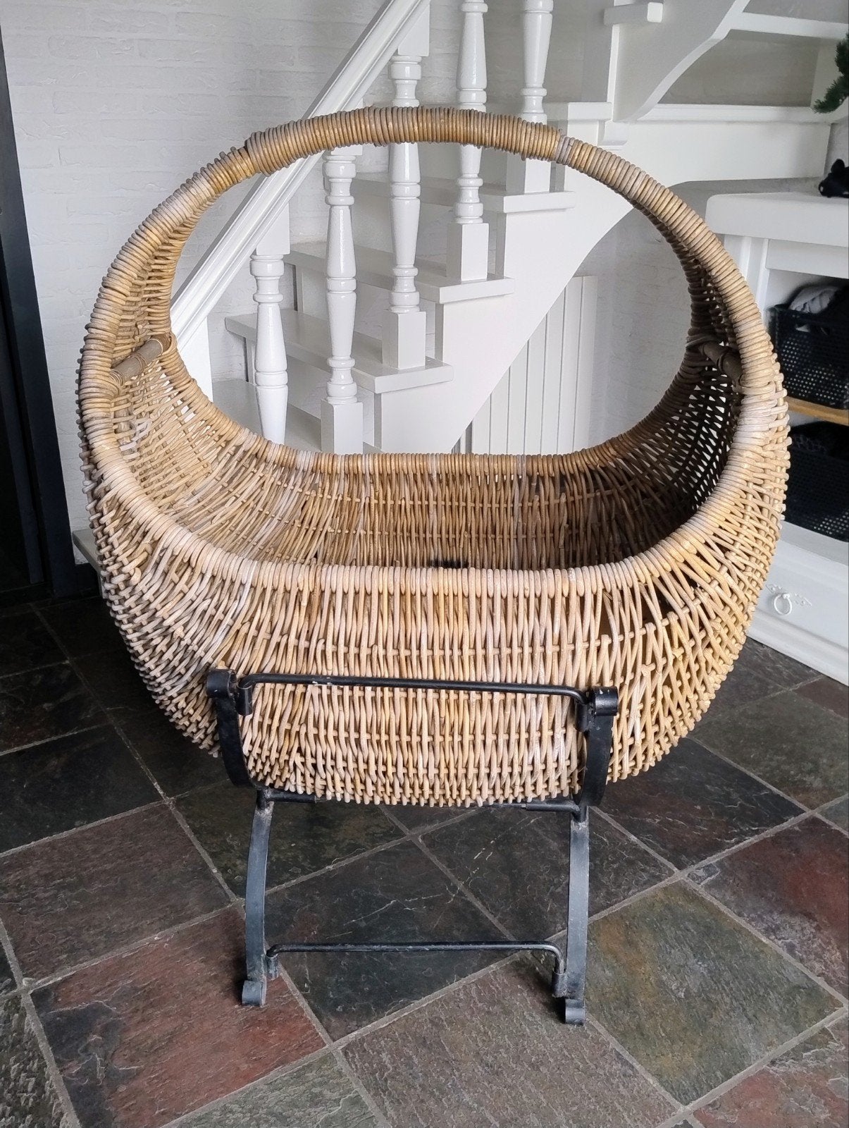 Rotan Wieg met Onderstel - Vintage Stijl, Ophalen of Verzenden, Zo goed als nieuw, Wieg