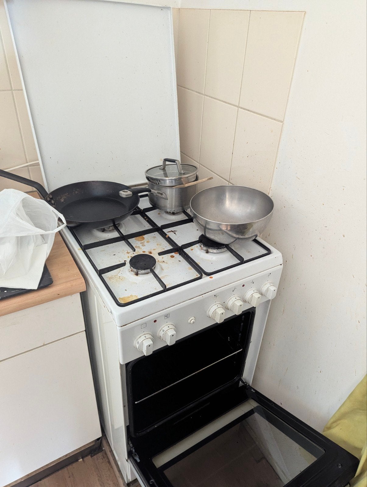 Gasfornuis heel goed, Ophalen, 4 kookzones, Gas, 85 tot 90 cm