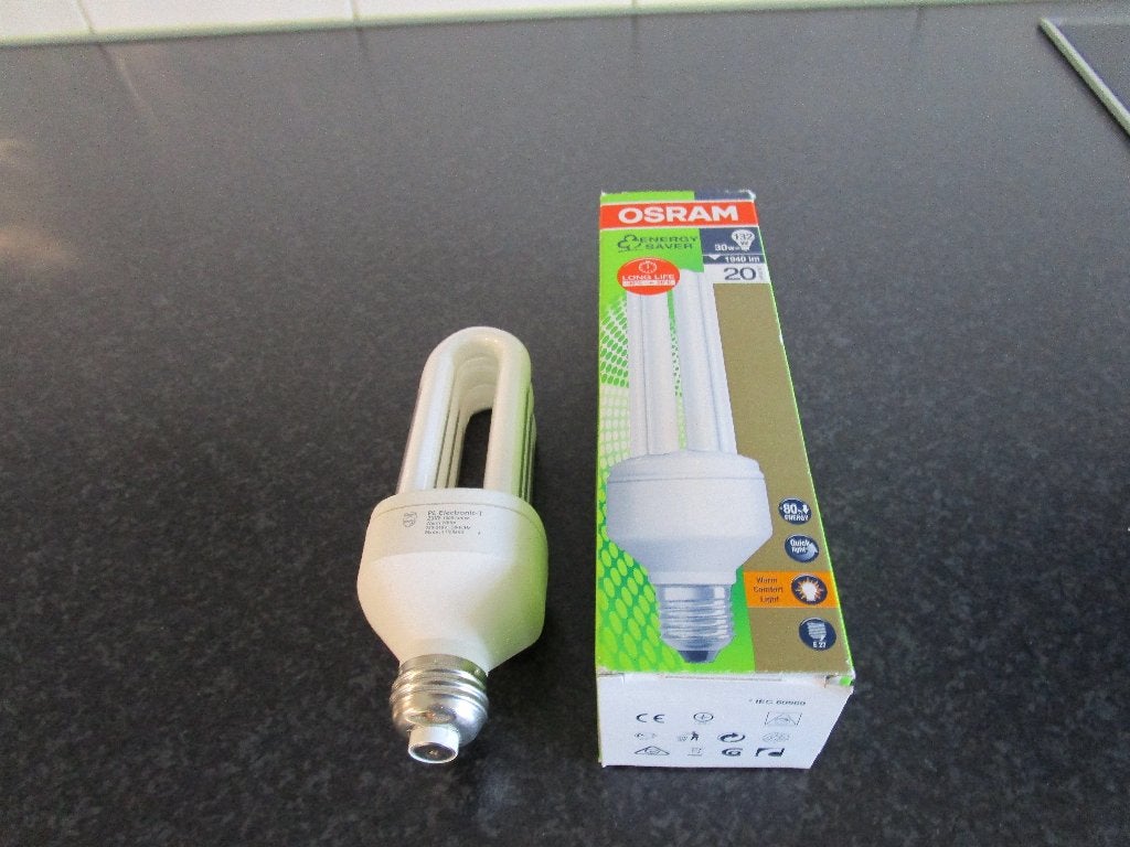 OSRAM Spaarlamp E27 20W (equivalent 90W) Warm Wit, Osram, 60 watt of meer, Nieuw, Spaarlamp