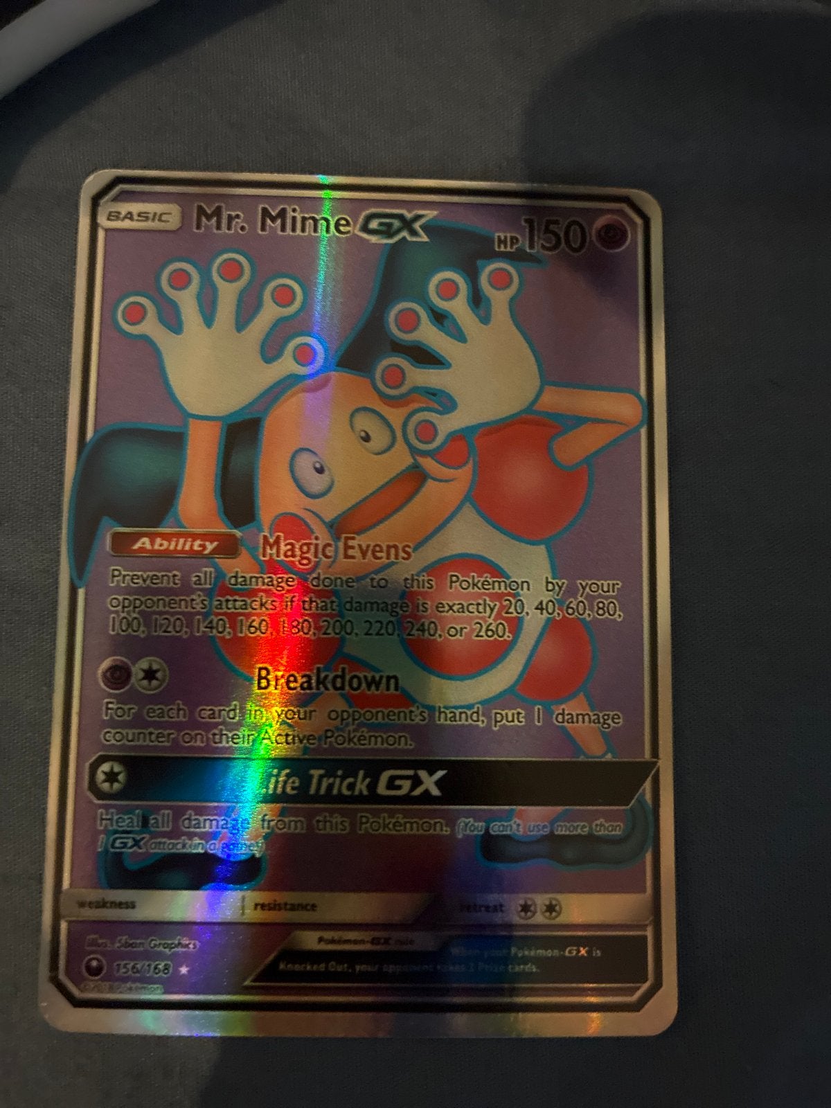 Mr. Mime GX Pokémon Kaart - Full Art Foil, Ophalen of Verzenden, Zo goed als nieuw, Losse kaart, Foil