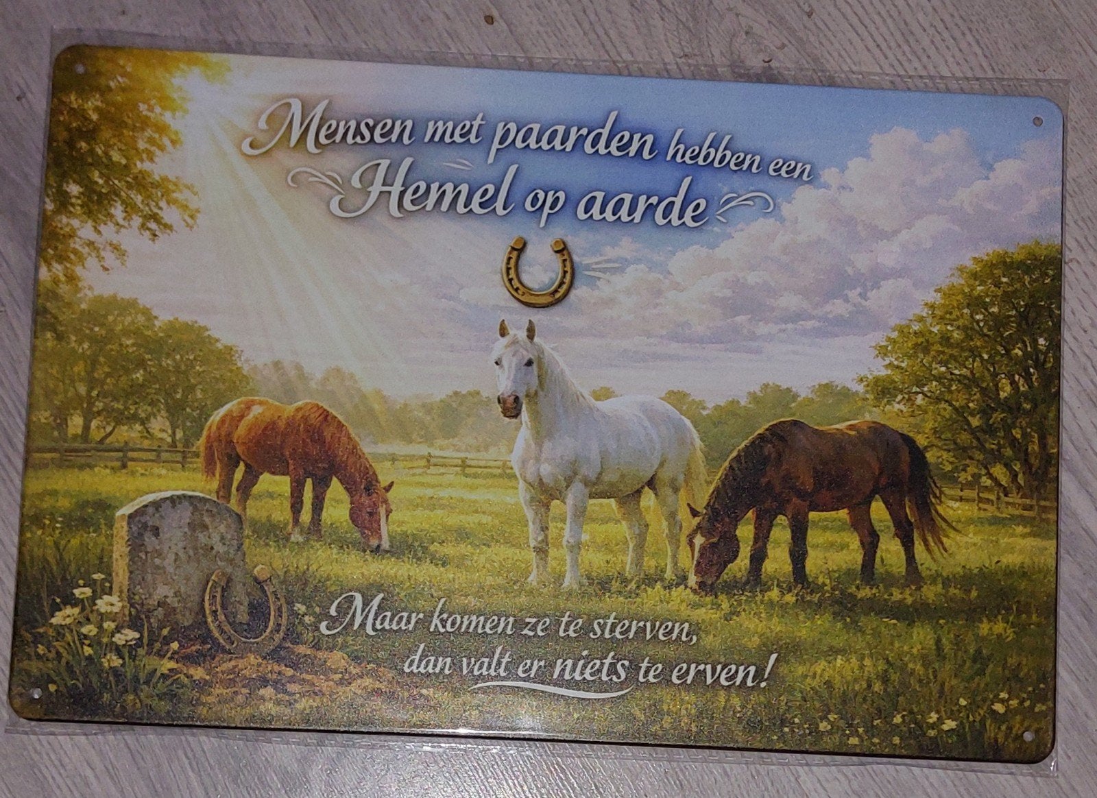 Metalen Wandbord Paarden - Nieuw 20x30 cm, Metaal, Meerkleurig, Nieuw, Ophalen of Verzenden