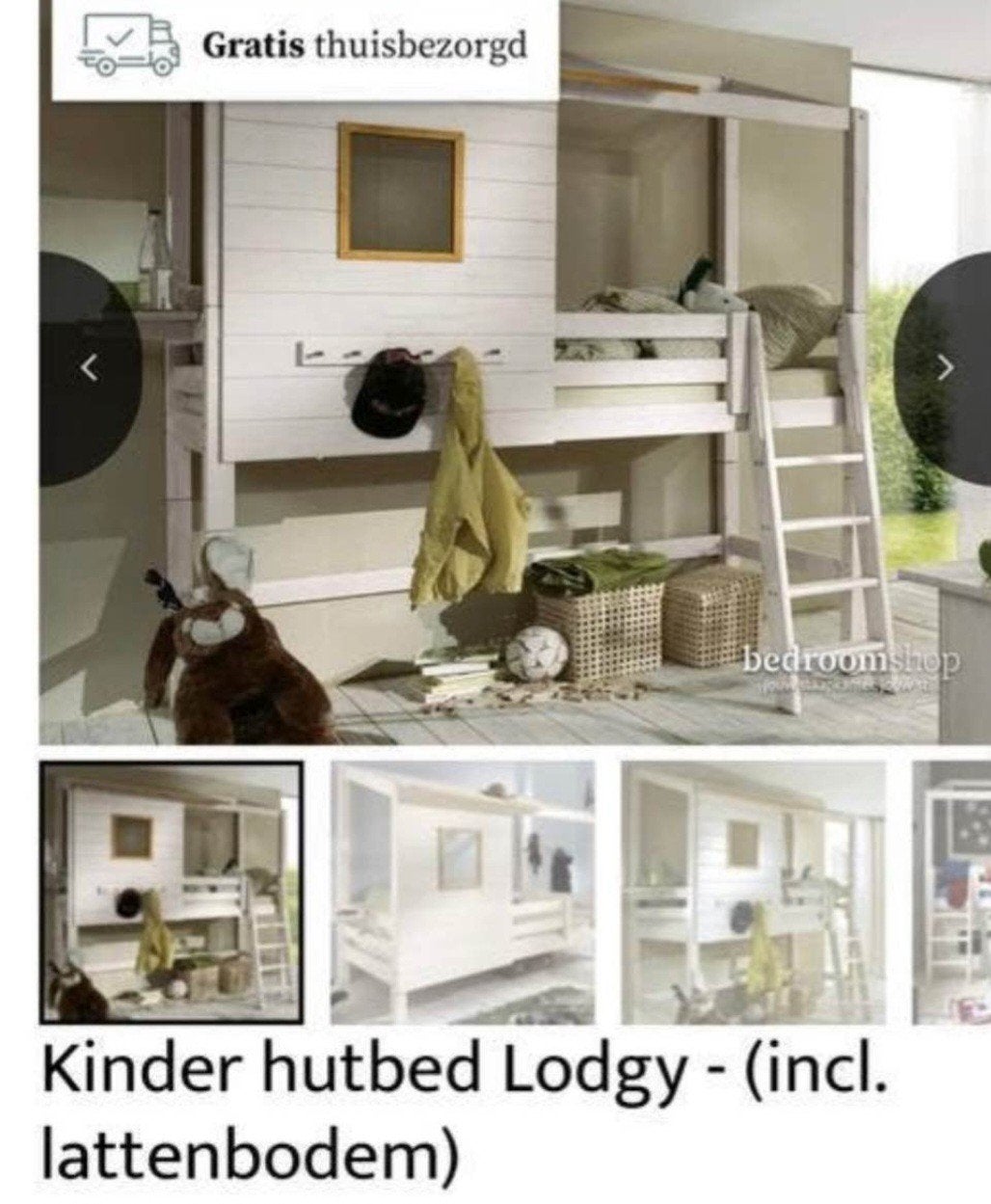 Kinder hutbed Lodgy - Zo goed als nieuw, 85 tot 100 cm, Hoogslaper of Stapelbed, Ophalen of Verzenden, Zo goed als nieuw