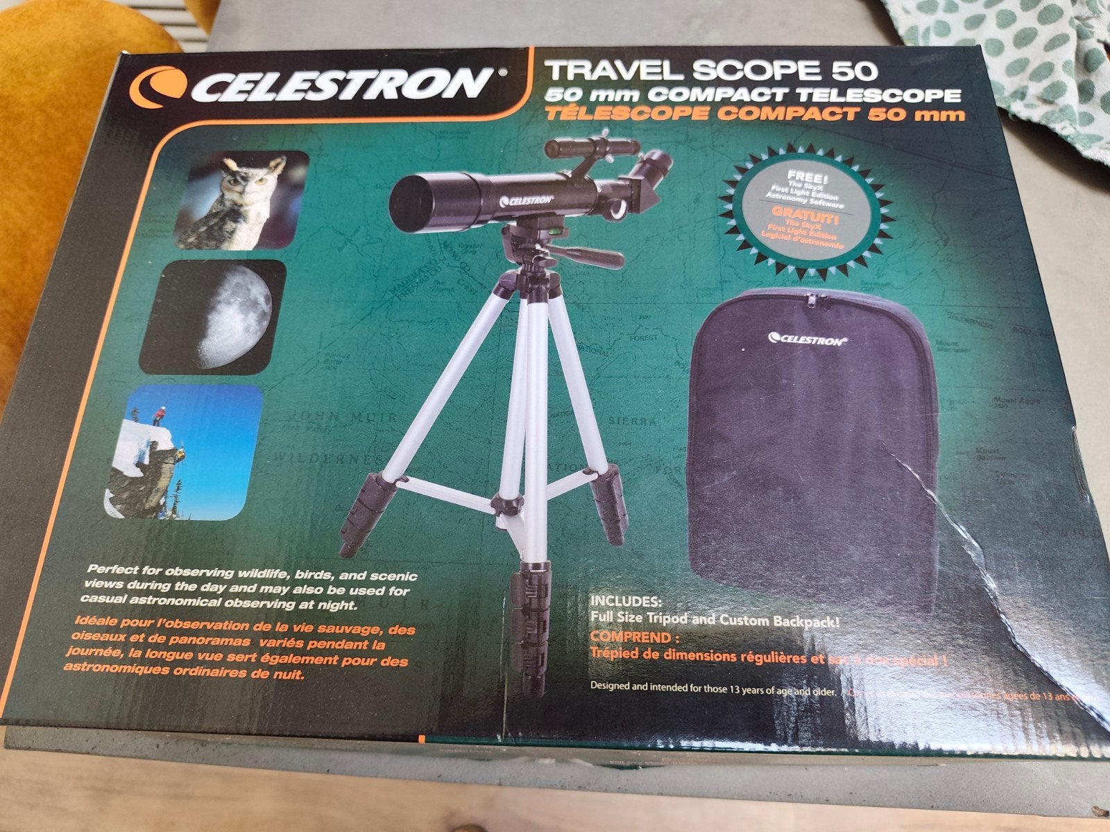 Celestron Travel Scope 50 Compact Telescoop met, Ophalen, Lenzentelescoop (refractor), Minder dan 80 mm, Nieuw
