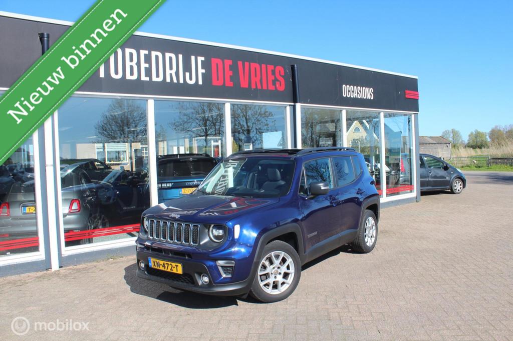 Jeep Renegade 1.3T Freedom Pano/Leder/Adaptive-Cruise/Stoelv, Auto's, Gebruikt, 4 cilinders, Blauw, Bedrijf