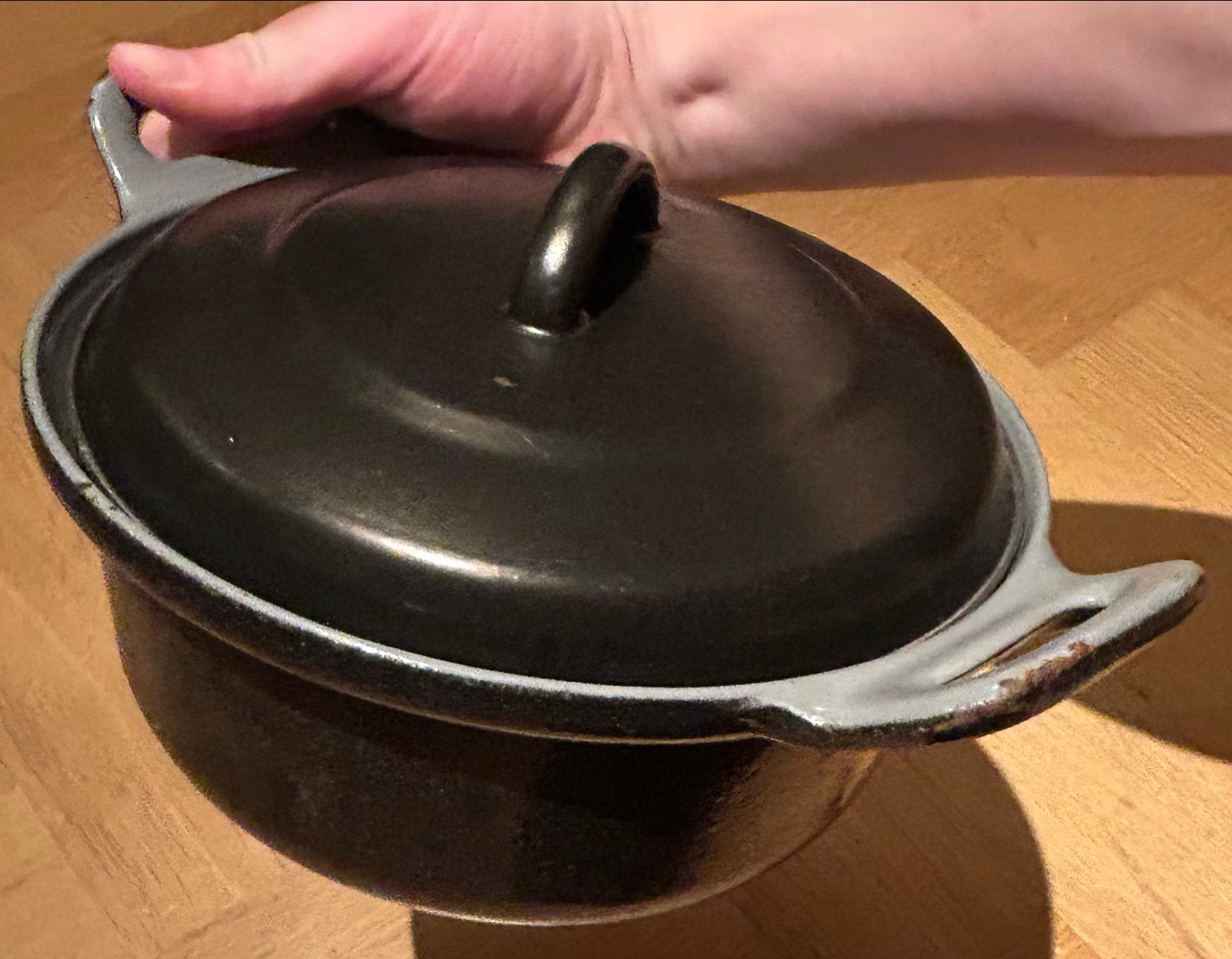 Vintage Gietijzeren Kookpan - Made in France - Maat 20, Ophalen, Gebruikt, Gietijzer, Met deksel