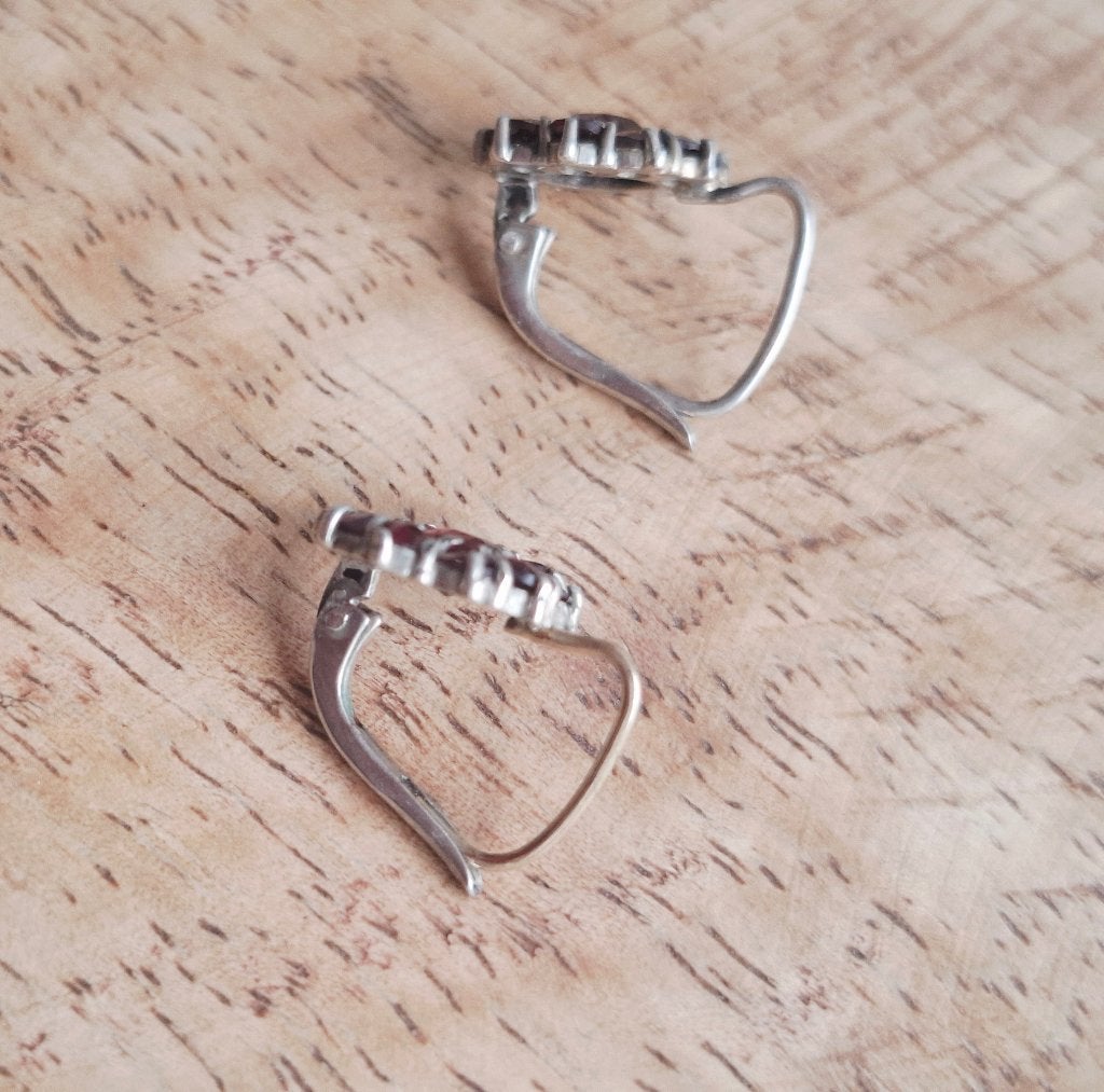 Vintage oorbellen en hanger Granaat, Sieraden, Tassen en Uiterlijk, Antieke sieraden, Verzenden, Zilver, Oorbellen, Met edelsteen