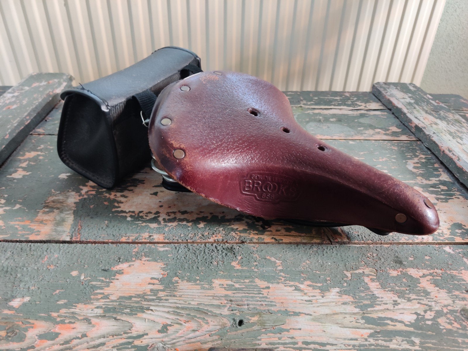 Brooks B67 fietszadel met vering en zadeltas, Fietsen en Brommers, Ophalen of Verzenden, Gebruikt, Brooks