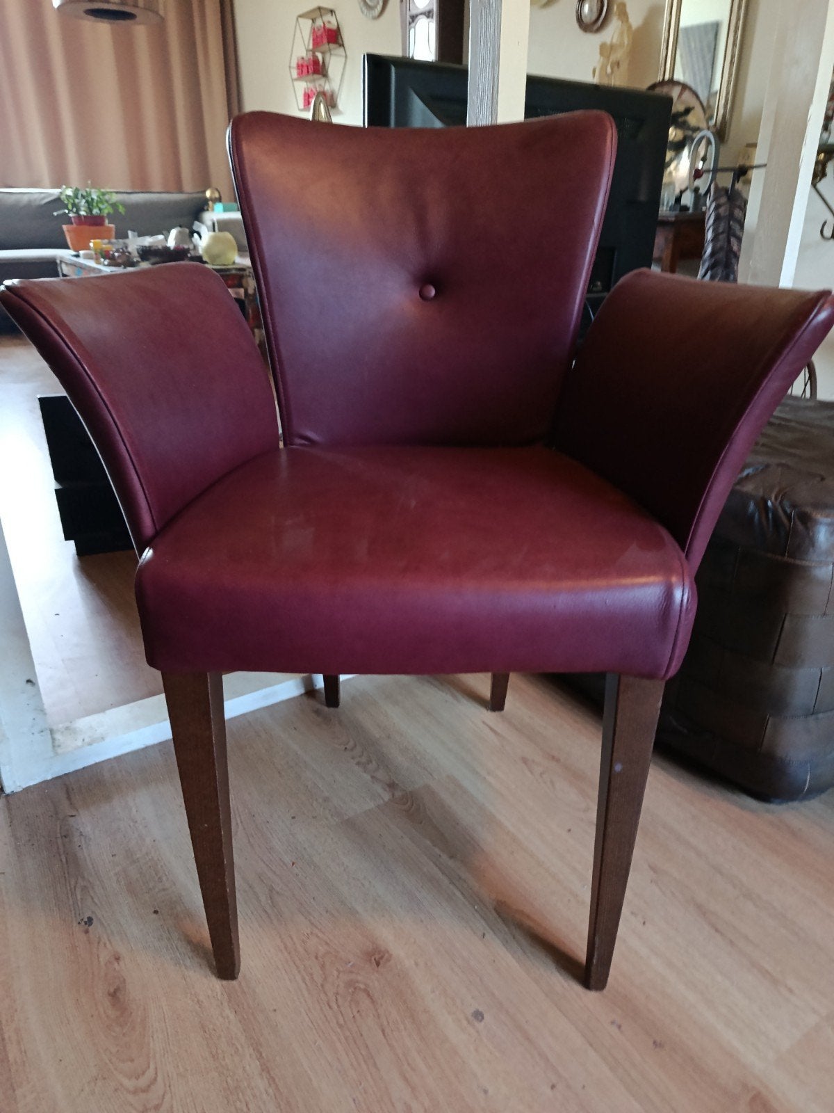 2 Gealux leren bordeaux rode stoelen, Huis en Inrichting, Stoelen, Ophalen