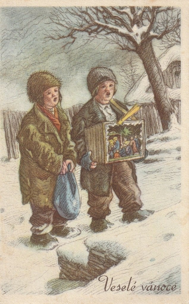 KERST KERSTSTAL Tsjechoslowakije UIT 1948  MOOIE KAART KO177, Ophalen of Verzenden, 1940 tot 1960, Gelopen, Overige thema's