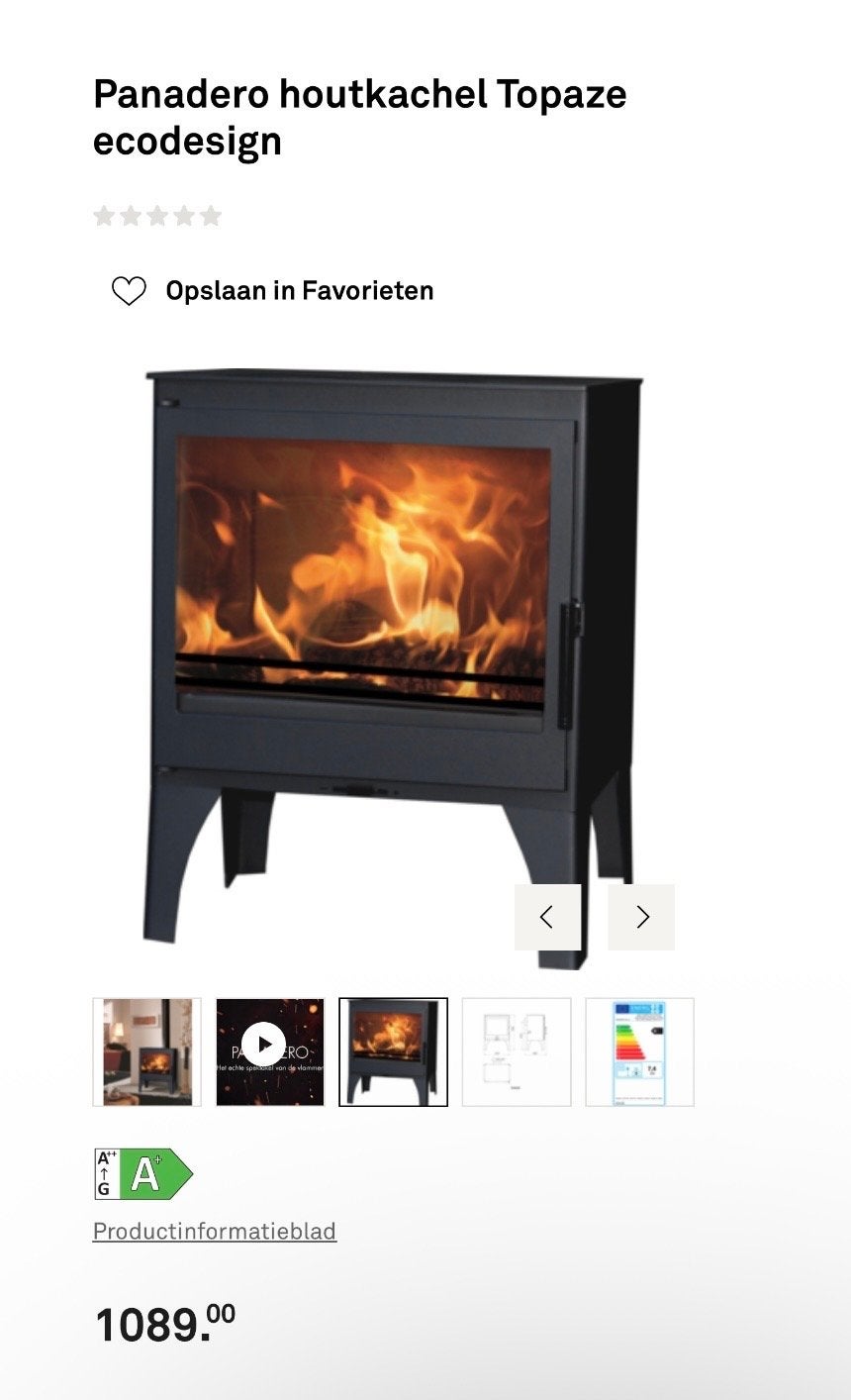 Panadero houtkachel Topaze ecodesign, Ophalen, Gebruikt, Houtkachel, Vrijstaand