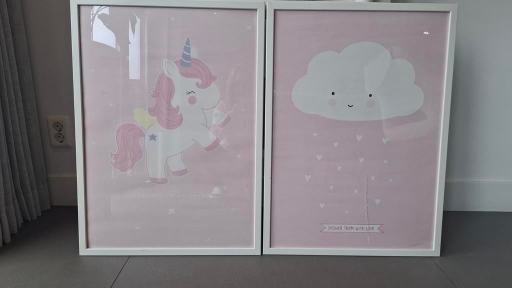 2 Little Lovely Company posters met Ikea lijst, Ophalen, Gebruikt, Wanddecoratie