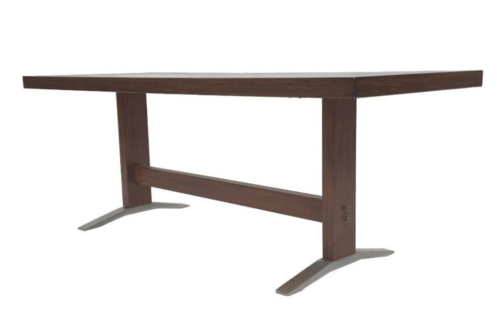 Minimalisatie Vintage Salontafel Teak Chrome, Gebruikt, 100 tot 150 cm, Vintage salontafel, Vintage