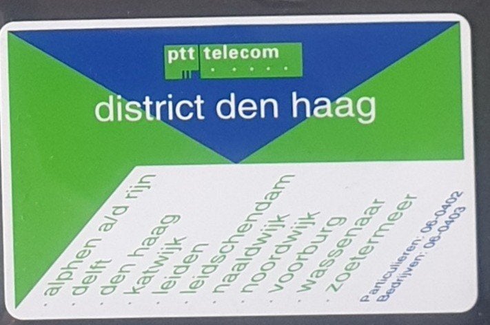 Telefoonkaart PTT District Den Haag ongebruikt, Verzamelen, Telefoonkaarten, Ophalen of Verzenden