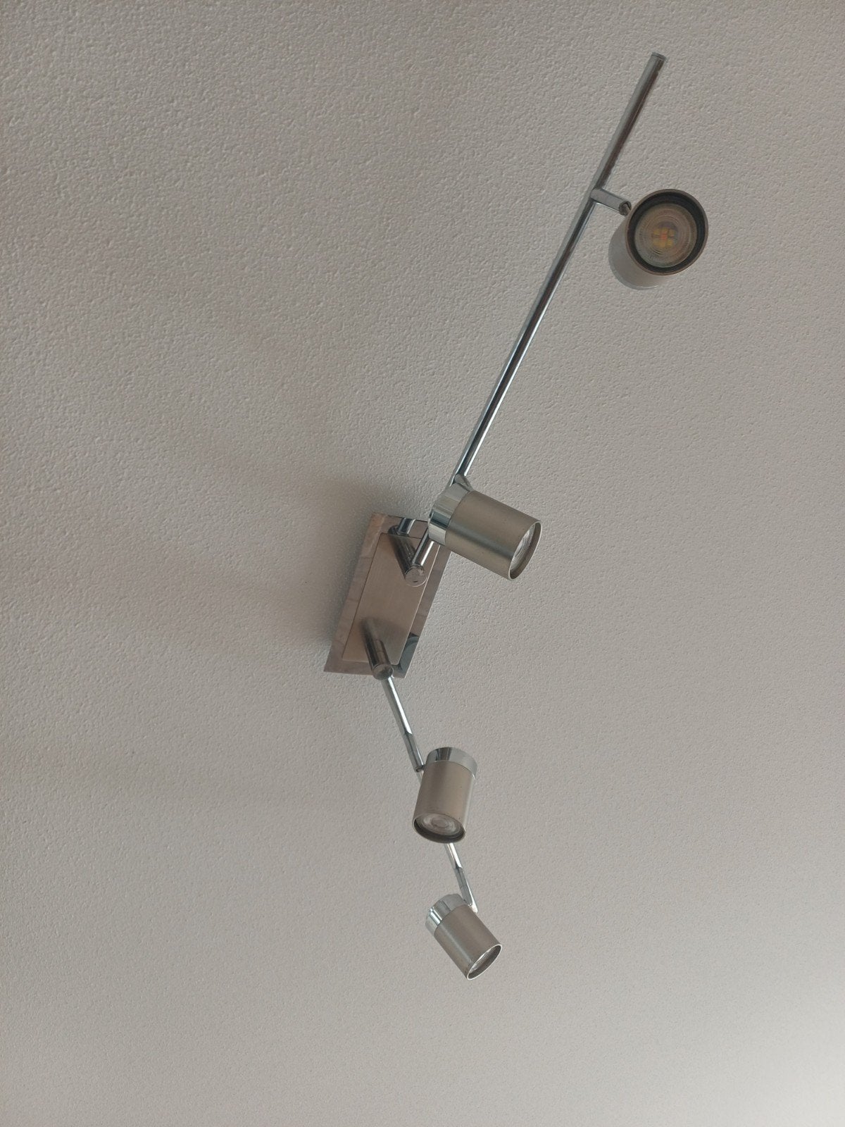Plafondlamp met 4 dimbare spots, Zilver, Gebruikt, Plafondspot, Ophalen of Verzenden
