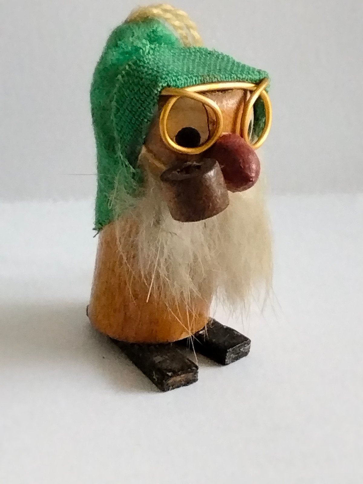 Vintage houten kabouter met pijp en bril. Kurt Adler?, Ophalen of Verzenden, Gebruikt