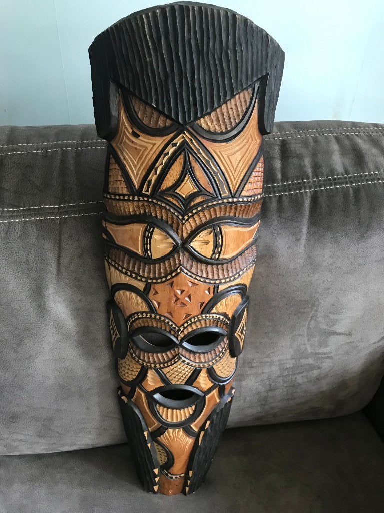 Vintage Houten Masker Afrika., Antiek en Kunst, Handgemaakt, Bruin, Afrika, 50 - 100 cm