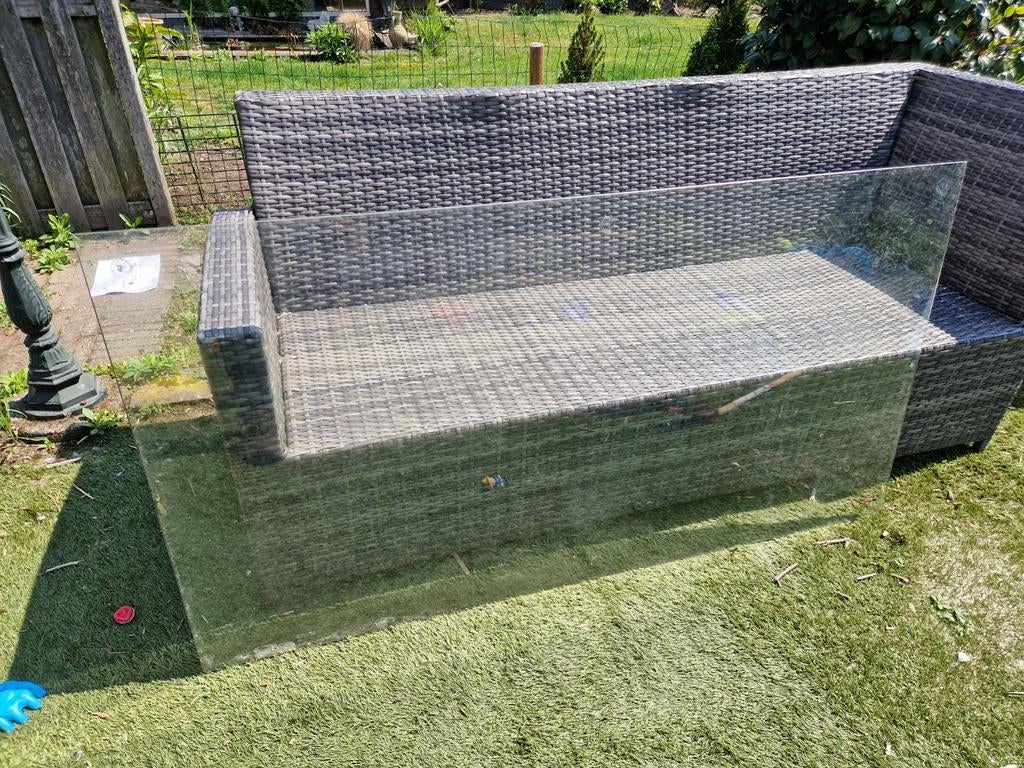 Glasplaat tuintafel 149x79x0,5, Tuin en Terras, Ophalen, Gebruikt, Rechthoekig
