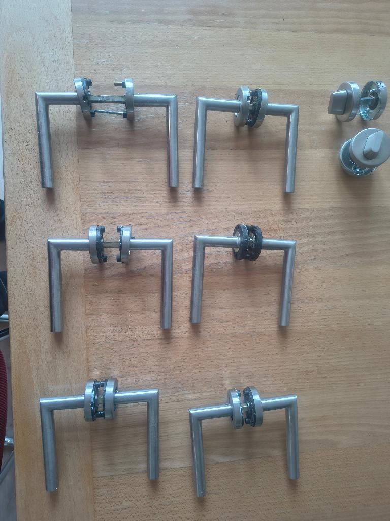 6x deur hendel + 2x draai knop, Ophalen of Verzenden, Gebruikt, Overige materialen, Klink of Kruk
