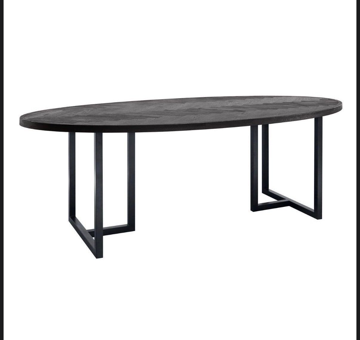 Visgraat mango houten tafel 2x1 meter met verstelbare poot, 100 tot 150 cm, Ophalen of Verzenden, Zo goed als nieuw, Vijf personen of meer