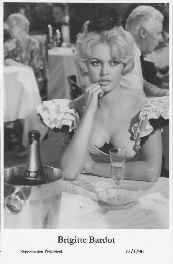 Filmsterren ansichtkaart Brigitte Bardot 1958, Verzenden, 1940 tot 1960, Ongelopen, Sterren en Beroemdheden