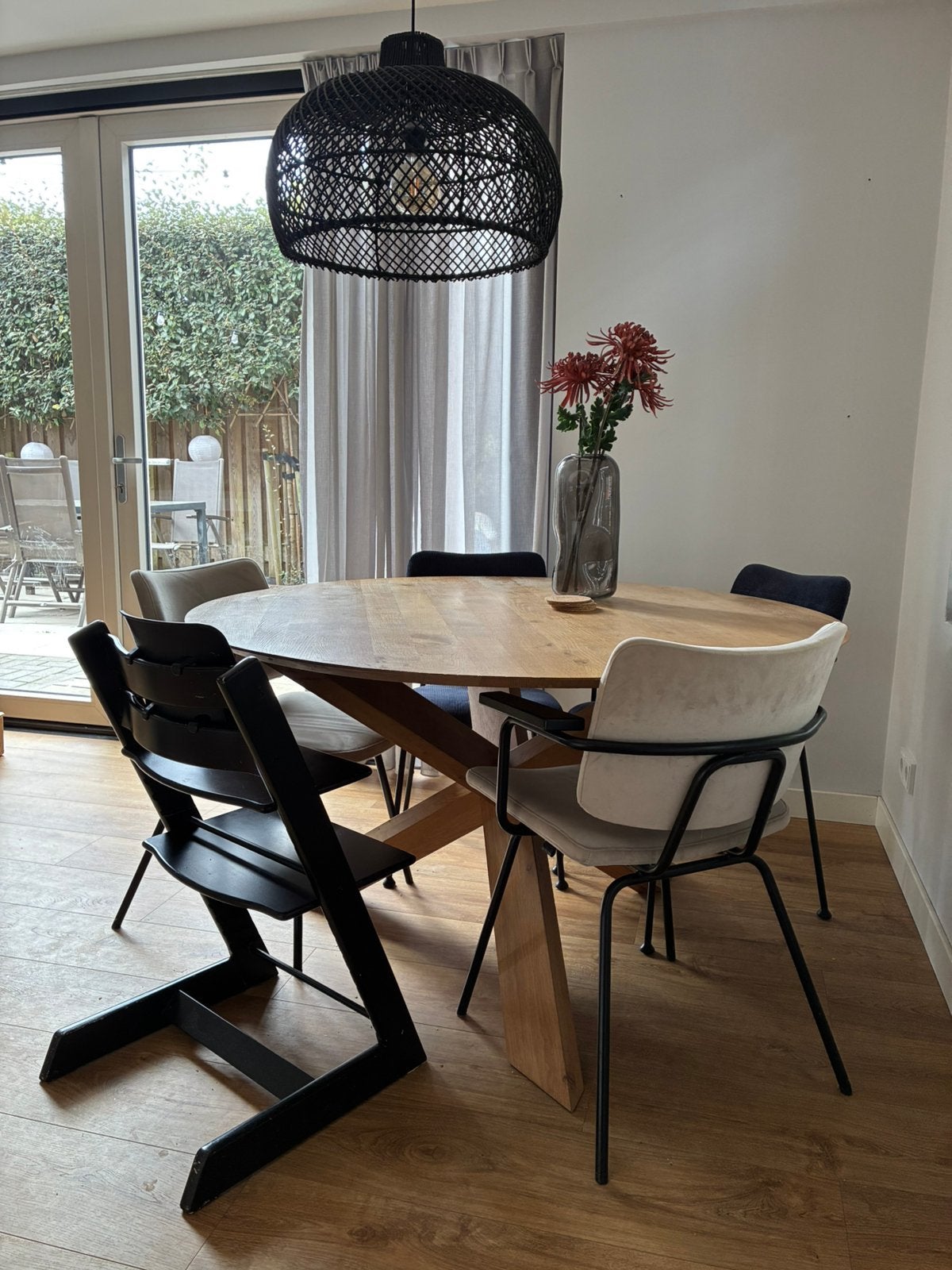 Ronde eettafel, Huis en Inrichting, Ophalen, Gebruikt, 4 tot 6 stoelen