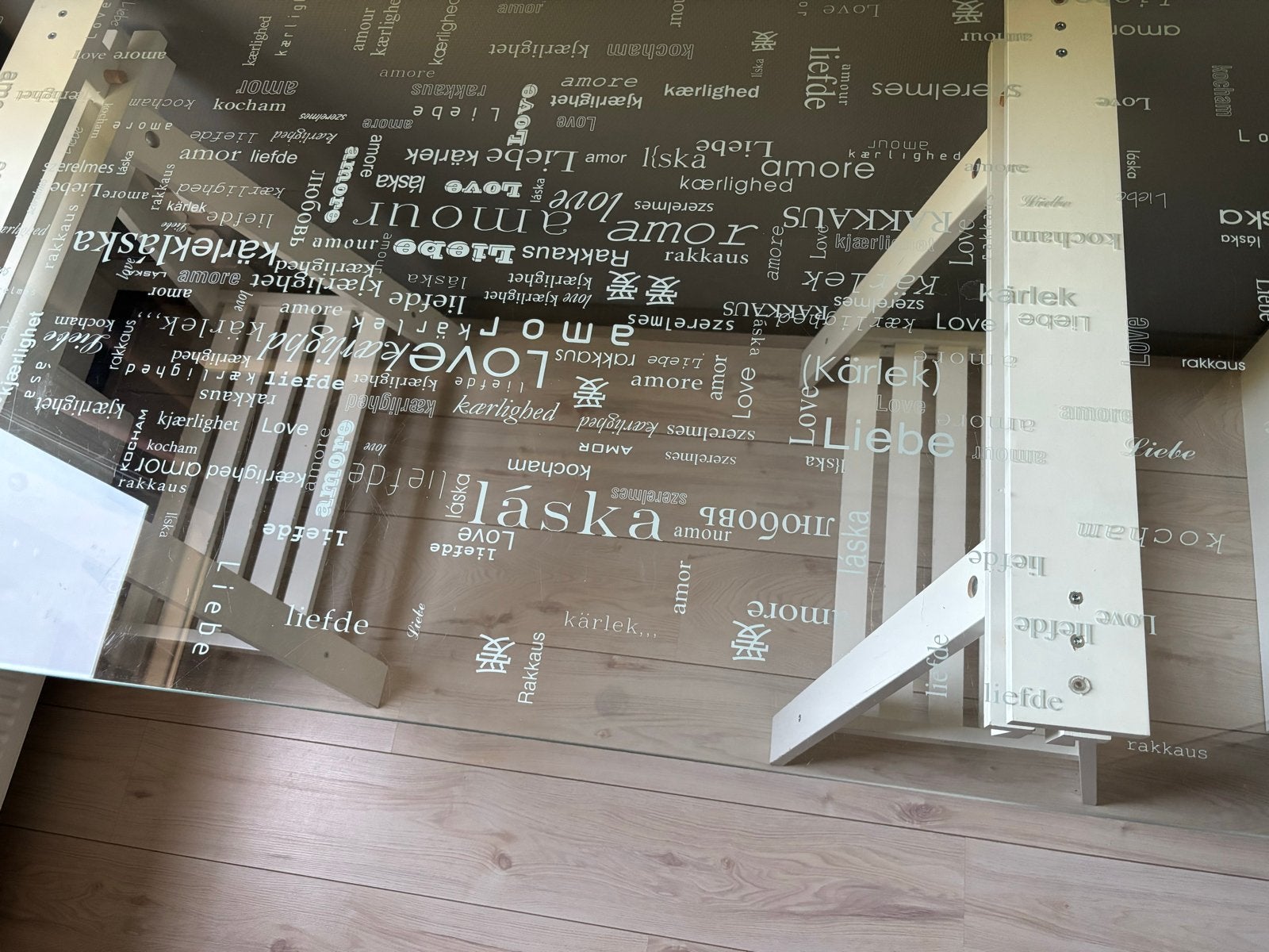 Glazen bureau met schragen - Modern en functioneel, Ophalen, Gebruikt, Overige merken, Glas