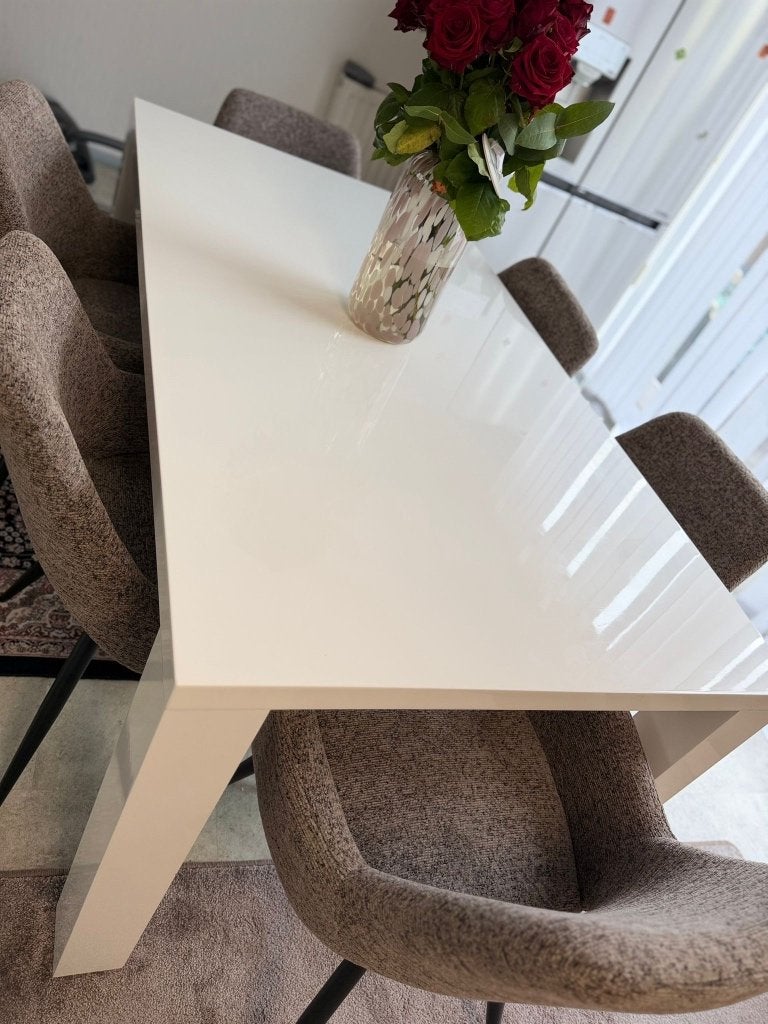 Eettafel hoogglans wit, Huis en Inrichting, Tafels | Eettafels, Ophalen, 50 tot 100 cm, Zo goed als nieuw, 150 tot 200 cm