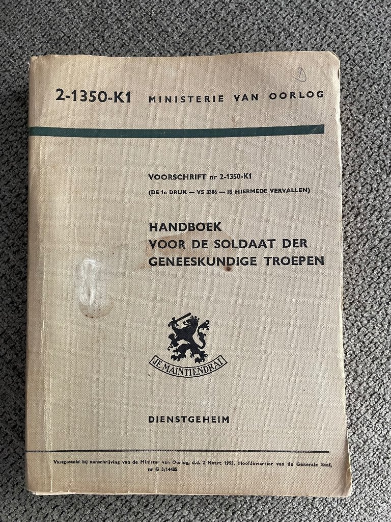 Handboek voor de Soldaat der Geneeskundige Troepen 1955, Boeken, Oorlog en Militair, Gelezen, Ministerie van Oorlog, Ophalen of Verzenden
