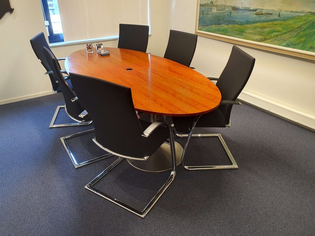 Bureautafel / vergadertafel ovaal ellips 220x110, VST, Ophalen of Verzenden, Zo goed als nieuw, 110 cm
