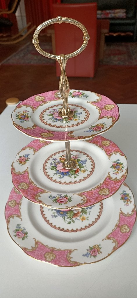 Royal Albert etagière, Lady Carlyle, 36 cm. hoog, Ophalen of Verzenden, Gebruikt, Porselein, Bord of Schaal