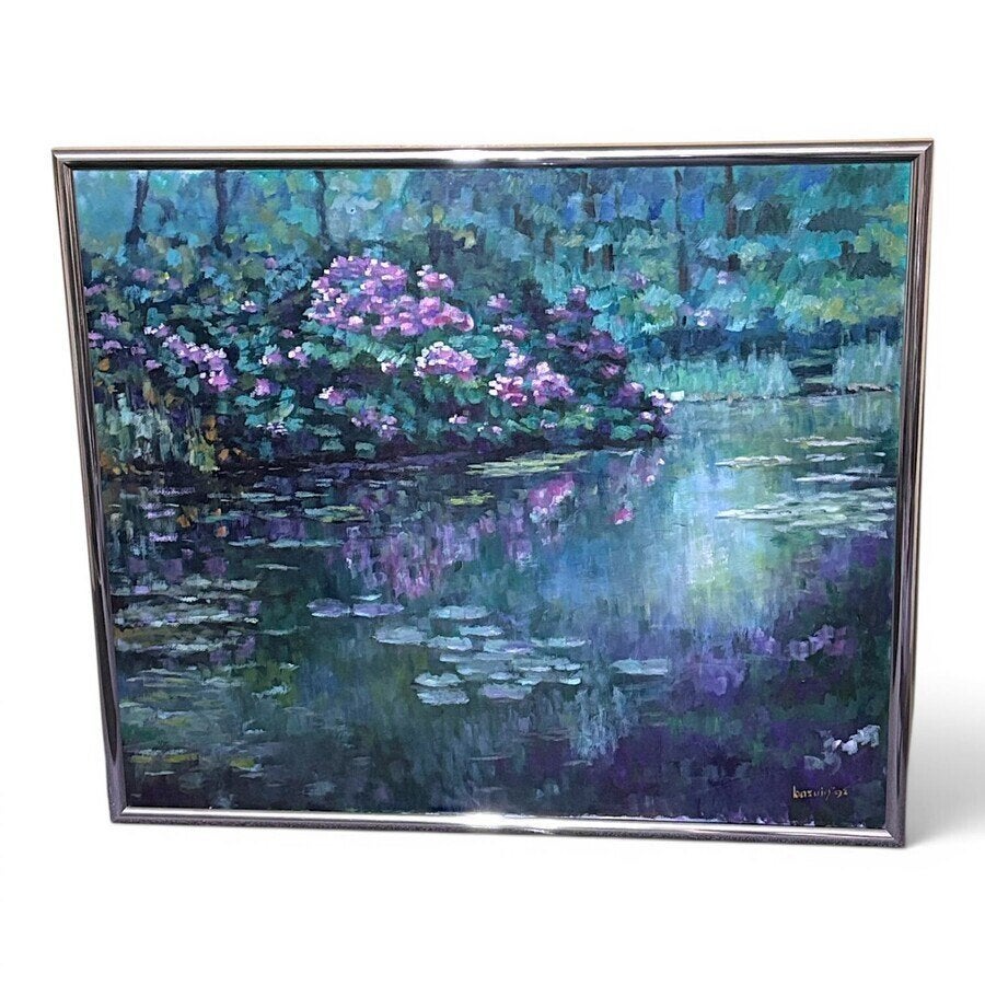 Jan Bazuin (1930-2003) - 'Bloemen bij de vijver'
