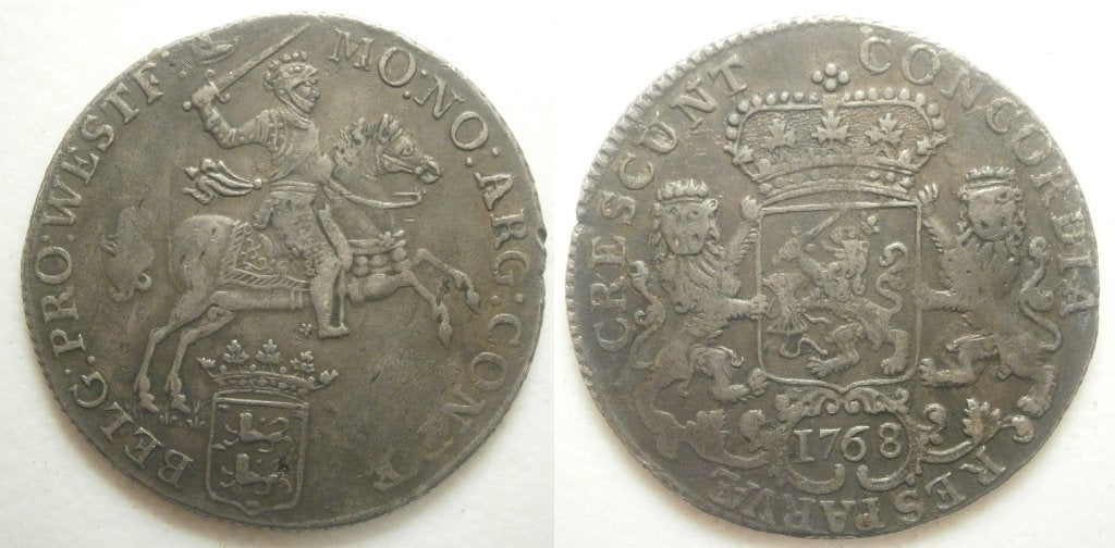 PD70290 West Friesland ½ Dukaton 1768 over 67 -R -zeldzaam-, Vóór koninkrijk, Zilver, Ophalen of Verzenden, Losse munt