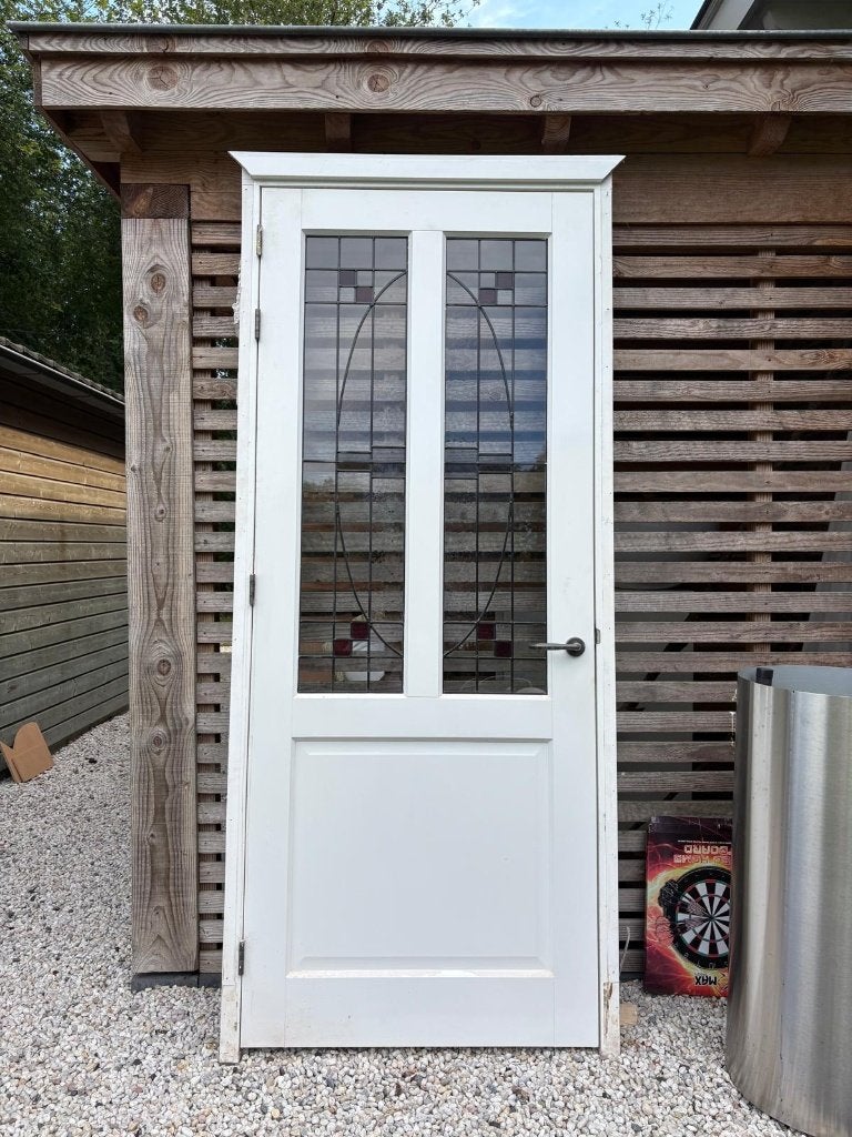 Deur met glas in lood ramen, Doe-het-zelf en Verbouw, Deuren en Horren, Ophalen, 80 tot 100 cm, 215 cm of meer, Binnendeur