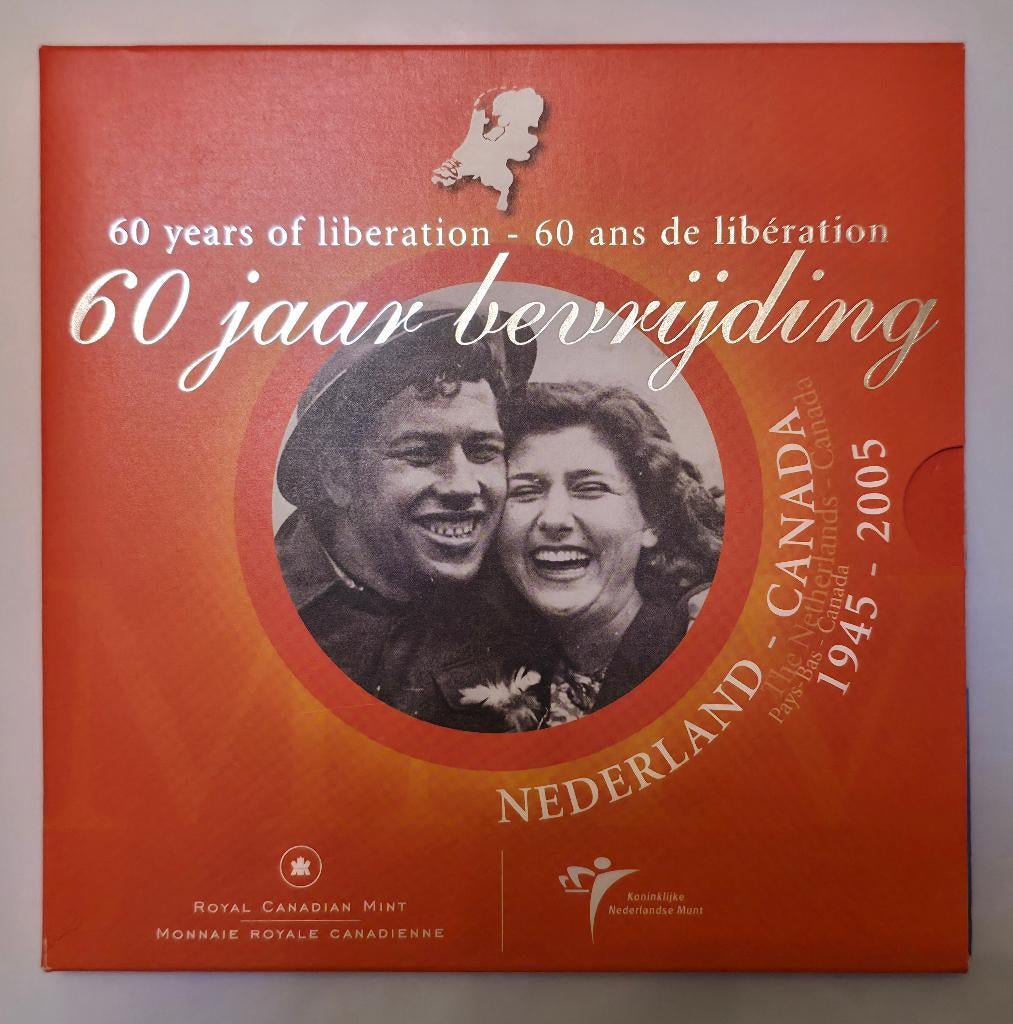 KNM Themaset 2005 60 Jaar Bevrijding – 22,3 g .925 Zilver, Postzegels en Munten, Munten | Nederland, Ophalen, Setje, Koningin Beatrix