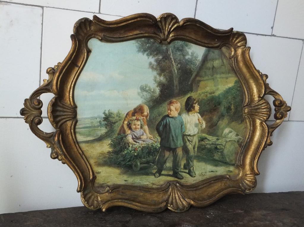 vintage wandbord dienblad made in italy brocante barok fairy, Ophalen of Verzenden
